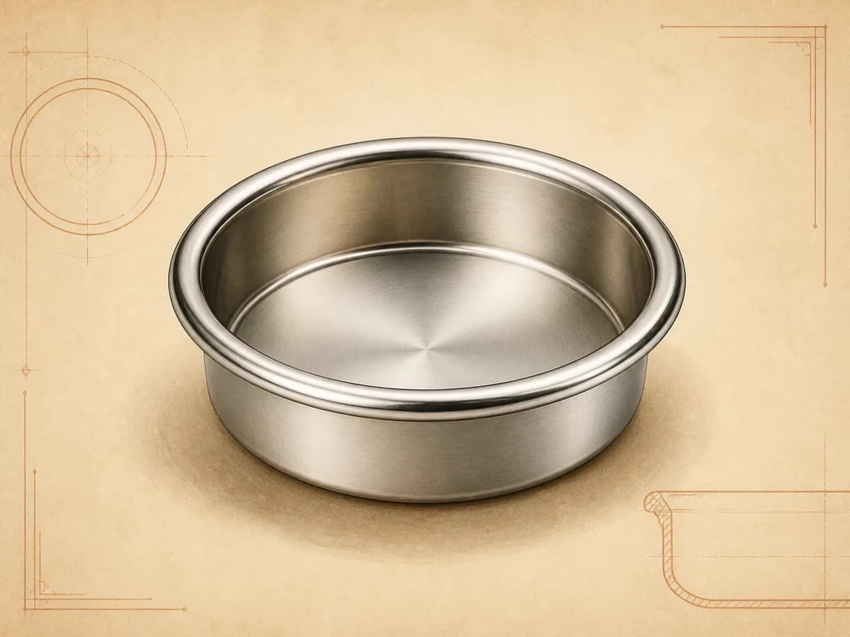 Original editorial illustration representing Stainless Steel Blind Filter Basket; not a product photograph.
