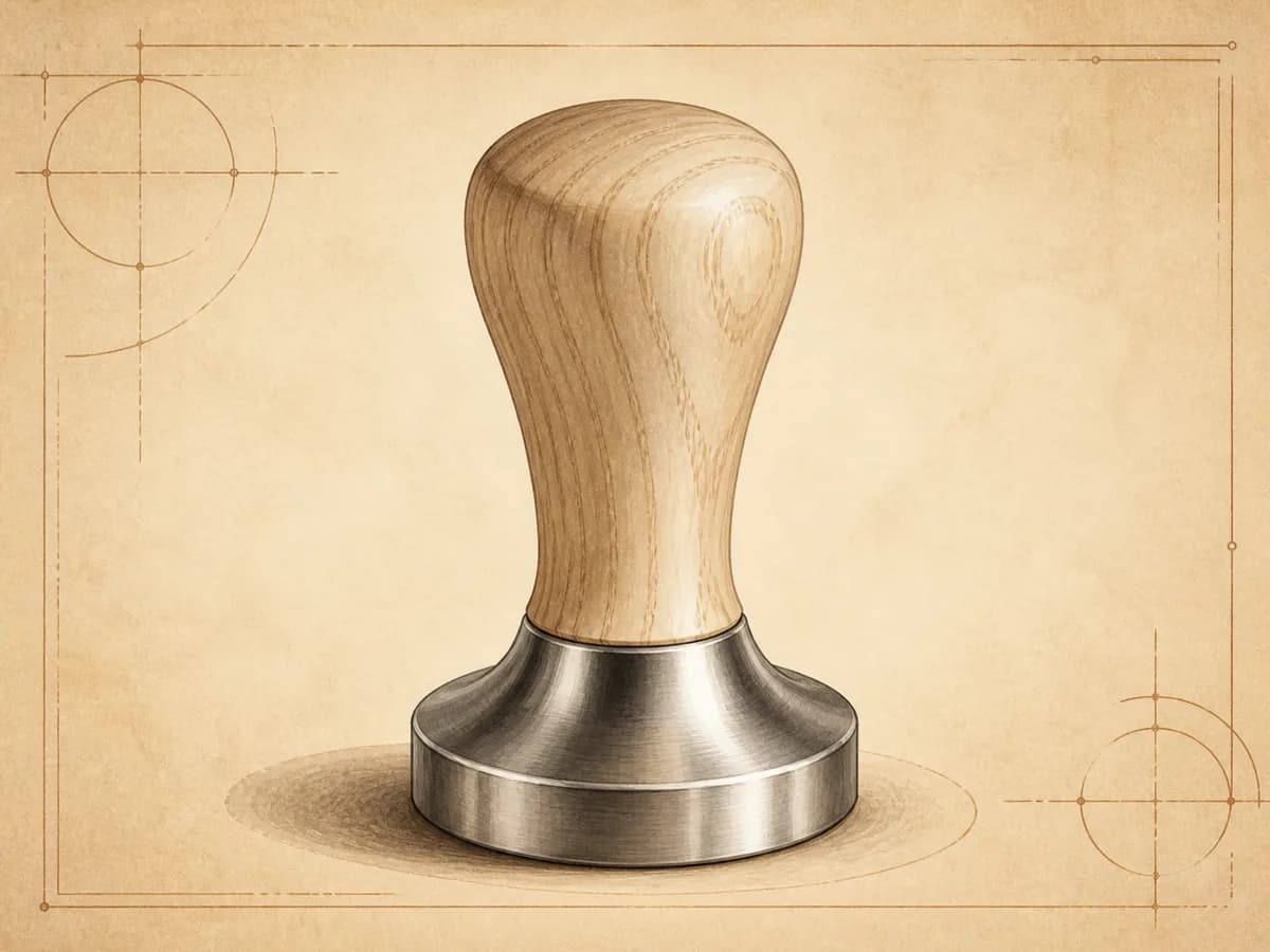 Original editorial illustration representing Logo Ashwood Handle Tamper; not a product photograph.