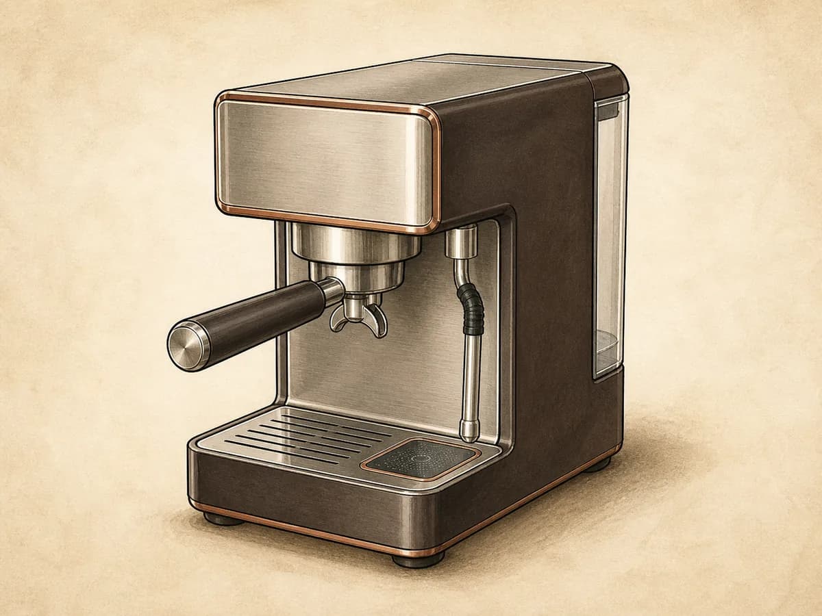 Original editorial illustration representing the Bambino Plus; not a product photograph.